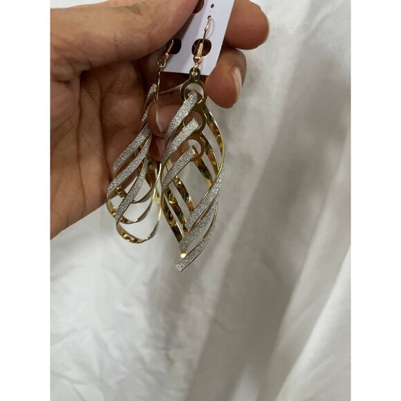 Big gold glitter earring large silver shimmer sparkle statement chunky pierced - Picture 8 of 8